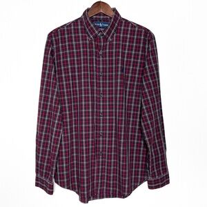 Polo Mens Black Red Multicolor Plaid Long Sleeve Buttondown Shirt Large